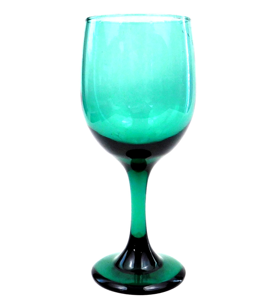 Libbey Juniper Green Tulip 7″ Water Goblets Wine Glass Vintage