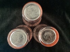 Vintage Jeannette Glass «Cherry Blossom» pink 4 Ounce Tumblers – 3-1/2″ ht. 3 ea