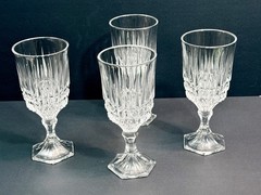 Fostoria Heritage Clear Crystal Set 4 (7-1/8) Footed Ice Tea Glasses 14oz EC