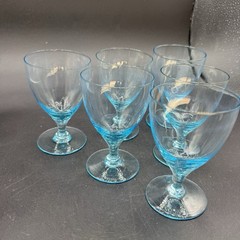 6 VTG Bryce Aqua Cerulean Blue Juice Glasses Mid Century Goblets Cocktail