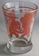 4 Hazel Atlas 1950s Dancing Drunk Pink Elephants 3oz Whiskey Double Shot Glasses