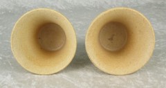 2 Pottery Craft Wine Cups Tan Brown Stripe Vintage Mid Century Modern