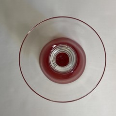 Set of Four Hand Blown Ruby Red & Clear Crystal Stemmed Wine Glasses Goblets