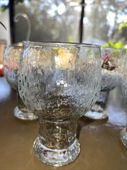 Set of 4 MCM Indiana Glacier Goblets Bark Textured Glasses Clear 16Oz 5.5″