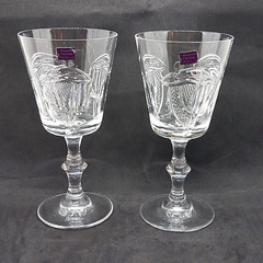 2 Crystal Wine Glasses Shannon Ireland Beverage Glasses Harp 6 3/4″ H X 3 1/4″