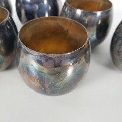 VINTAGE MCM Silver Mirror Plated Barware Tumbler Punch Cups 6pc