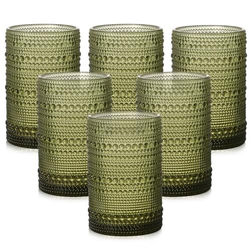 Elegant Vintage Glass Tumblers Set of 6 – 15 oz Dishwasher Safe for Parties