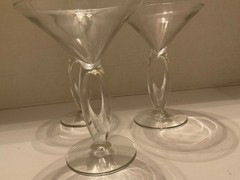 Vtg Libbey Omega Martini Glasses Clear Open Oval Stem Set of 4