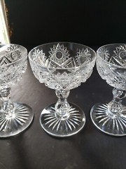 4 champagne glasses sherbet, Brilliant Period Cut Crystal Val St Lambert 3157/17