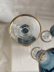 J Preziosi Lavorato A Mano Italian Champagne Flutes – Blue W Gold Rim (Set Of 3)