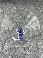 Cobalt Blue Spiral Swirl Stem Flared Rim Martini Glass 7” Tall. Preowned