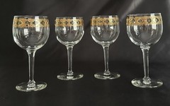 Culver Valencia 22K Gold Filigree Band 5.5” Tall Wine Glasses – Set Of 4