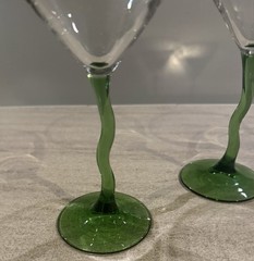 Lot Of 4 Libbey Courbe Green Wiggle Martini Glasses 12oz