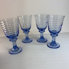 LIBBEY Sirrus Blue Water Tea Goblets, Wine Glasses, 12 oz Stemmed 7” T Set of 4