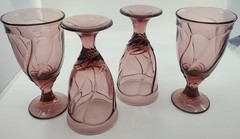 Vintage Noritake Sweet Swirl Amethyst Goblet●Iced Tea Glasses 7.25in●4 Piece Set