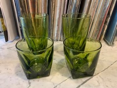 Vintage avocado green glasses, two different sizes, priced individually