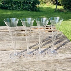 TIFFANY & CO. — TRUMPET — HOLLOW STEM CHAMPAGNE FLUTES, UNSIGNED (4)