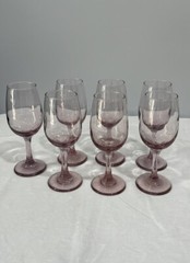 Libbey Mauve Light pink purple wine water glasses 8 Oz vintage 90s set of 7