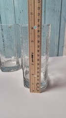 Set of 2 Vintage Libbey Crisa Clear Dimpled Pinched Grip Glass Tumblers 18oz