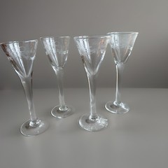 LAST CHANCE 4 Vintage Reijmyre Antik Etched Glass Schnapps Glasses