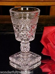 9 ORNATE Double Ring Stem Footed Shot Glasses Square Foot CAPE COD by IMPERIAL