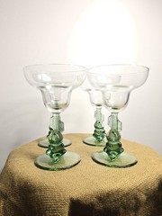 Cristal D’Arques Siesta Margarita Glasses Set 4 Cactus Stem Vintage Barware
