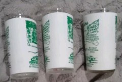 Lot of 3 1960s VTG Acid Etched NEW HAMPSHIRE Tumbler Cup Frosted Glass MCM