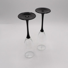 Domino Signature Black by Cristal D’Arques-Durand Fluted Champagne Glasses S/2