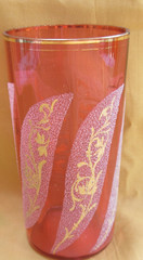 Antique Red Orangeade Tumbler Glass with Gold Enamel Decor