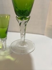 Empoli Hand Blown Green Glass Cocktail Champagne Stemmed Glasses 6 1/4” Tall