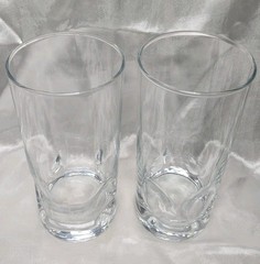 🥛Set 2 Pinch Dent Thumbprint Tumbler Heavy Thick Bottom Clear Glasses Barware