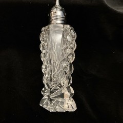 Lot Of Four 4 Pieces Crystal Bud Vase, Shaker, Toothpick Holder, Cruet (no lid)