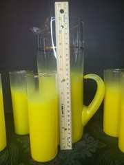 Vintage Blendo Yellow Tall Pitcher & Highball Glass 7 Piece Set MCM Lemonade