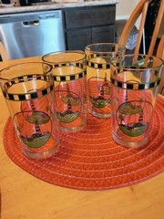 Vtg. 4 Alco Industries Light House 12 oz. Tumbler Glasses