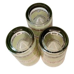 Culver Starlyte Highball Glasses Green Clear 22K Gold Three 5.5″ X 2.5″ VTG MCM