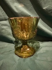 Indiana Glass Iridescent Green Carnival Harvest Grape 8 ounce Goblet