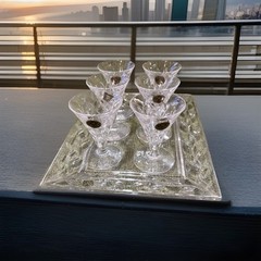 Royal Crystal Rock Cordial Glasses, Set Of 6 With Serving Tray – Elegant