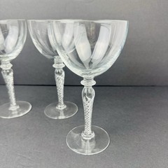 Set 4 Vintage Blefeld Crystal Swirlette Wine Water Glasses air twist swirl Stem