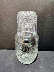 Glass Tumble Up Water Or Liquor Pitcher Set 8″ Tall 4″ Wide