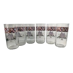 6 MCM Libbey Home Sweet Home Tumblers Country Farm House Glasses NO Cracks Chips