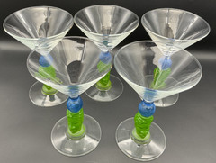 RICHARD JOLLEY 1996 Bombay Sapphire Gin Earth Tiki Man Martini Glass – Set of 5