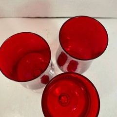 Lot of 3 Vintage Fostoria Crystal Distinction Ruby Wine Glasses