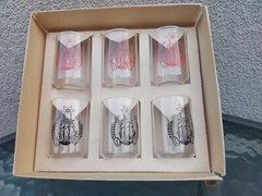 Vintage USSR Atomic Set of VODKA Glasses Mid Century Soviet Set