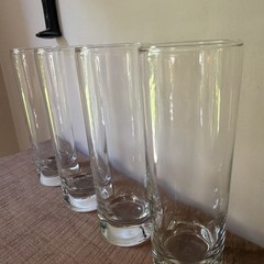 Clear Cylindrical Highball Glasses With Weighted Bottoms & Pinch Grip Set of 4