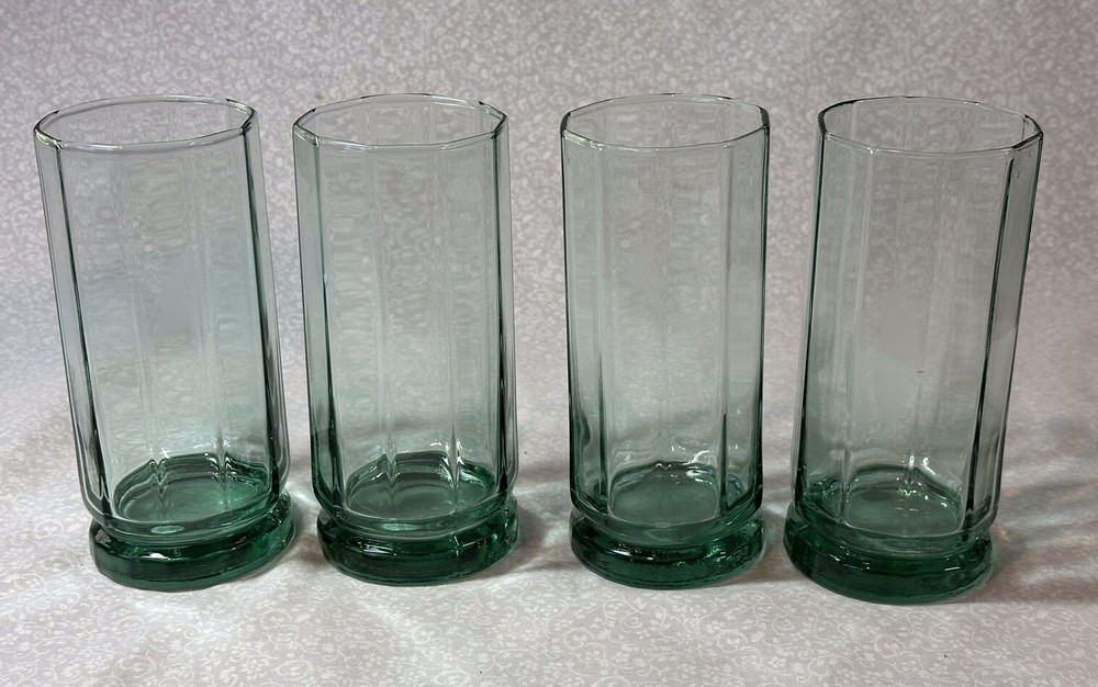 Anchor Hocking Essex Light Green Glass Tumblers 6 3/8” Set Of 4