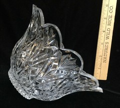 Crystal Bowl Cut Glass Imperial Star Burst Design Flower Ruffle Rim 6.5 Diameter