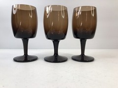 Two 2 MCM Gorham Crystal Accent Brown Wine Glasses 6 oz