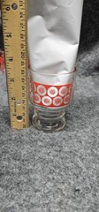 3 Vintage Libbey Drinking Glasses Red Wavey Circles Juice Size Bar Retro