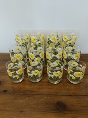 Vintage Libbey Daisy Drinking Glasses Set 12