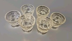 6 Hazel Atlas Big Top Peanut Butter Clear Champagne/Sherbet Glasses 3.5 inch
